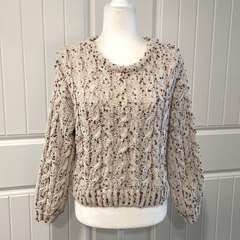 Jessica Simpson Confetti Cable Knit Pullover Cropped Sweater